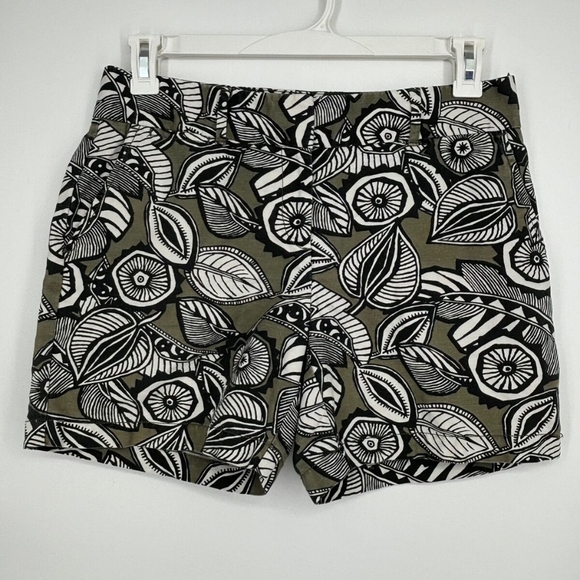 Loft sz 2 green black white tropical linen blend Riviera shorts new WS9 - Picture 1 of 4